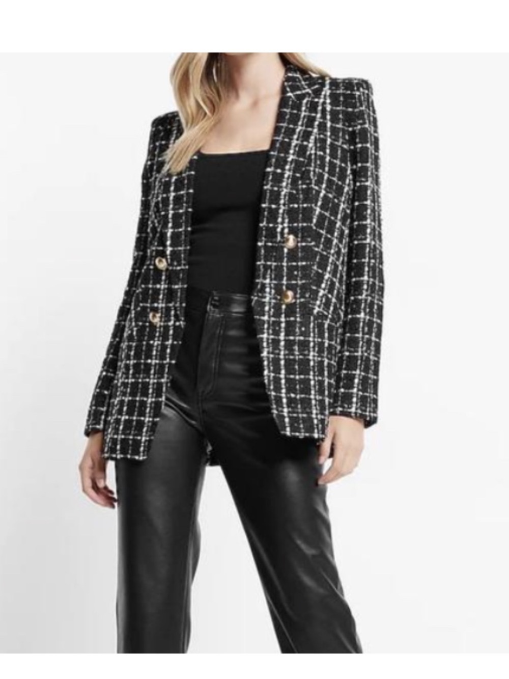 New with tags shimmer Express plaid tweed boyfriend blazer XS